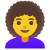 👩‍🦱 woman: curly hair display on Google